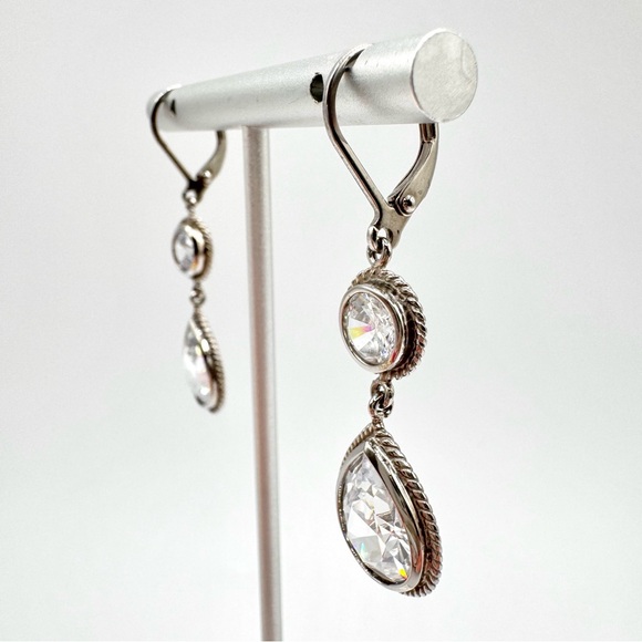 Cubic Zirconia CZ Drop Earrings Teardrop Wedding Bridal Prom Pageant Occasion - Picture 5 of 12